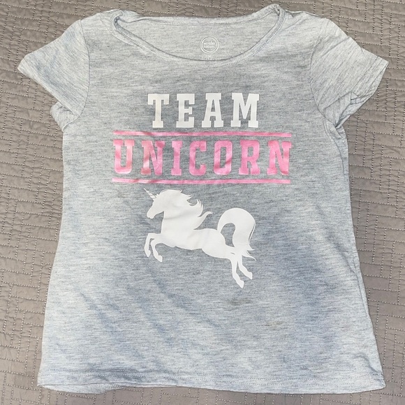 Wonder Nation Gray and Pink Team Unicorn T-Shirt - Picture 1 of 1